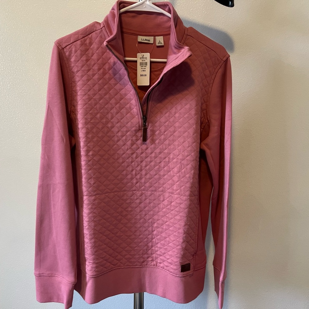 L.L.Bean Pink Quilted Pullover